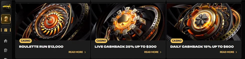 Browse casino cashback promotions.